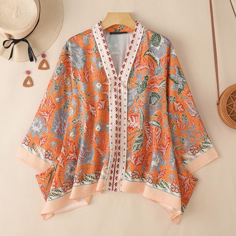 

ZANZEA Женская повседневная блузка с V-образным вырезом, свободного кроя, с рукавом 3/4, с принтом, накидка 5XL