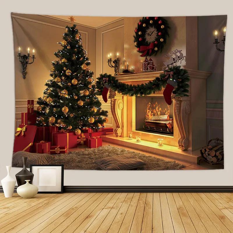Arazzo per albero di Natale, regalo di Natale, caminetto, decorazione natalizia per la fattoria, coperta da cucina, decorazione da parete Feliz Navidad