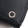 Great BVLGARI Purse Logo Metal Round Zip Long Wallet black leather mens Used