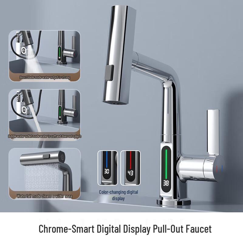 LINGJULI Pull-Out Basin Faucet with Digital Display
