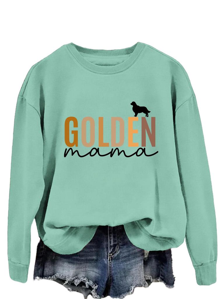 GOLDEN Mama European & American Women's Long-Sleeve T-shirt Pullover Sweatshirt for Spring & Autumn