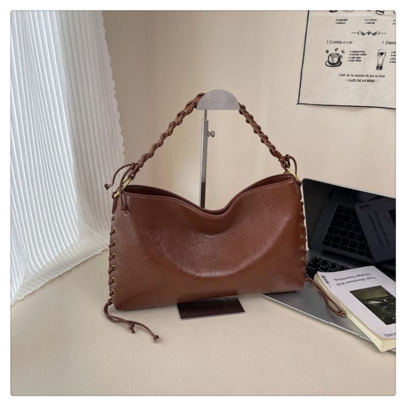 Retro Bag Women's Large-capacity New Autumn and Winter Versatile Niche Shoulder Underarm Bag Woven Commuter Bag