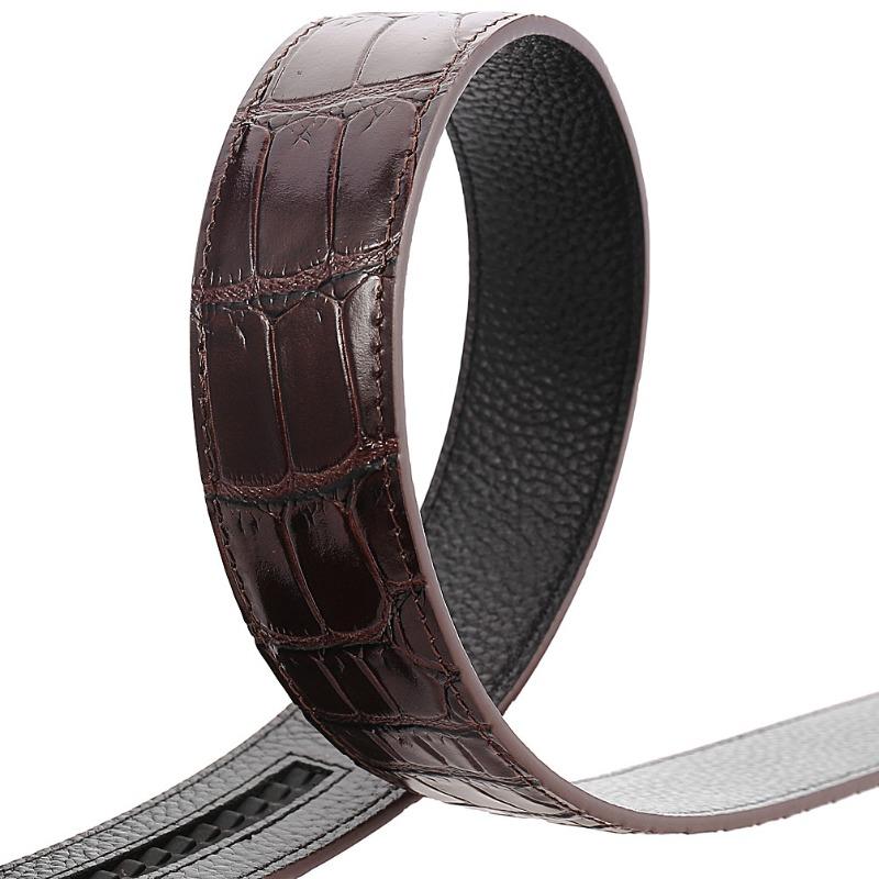 Meier Men's top grain leather belt with stainless steel automatic buckle
