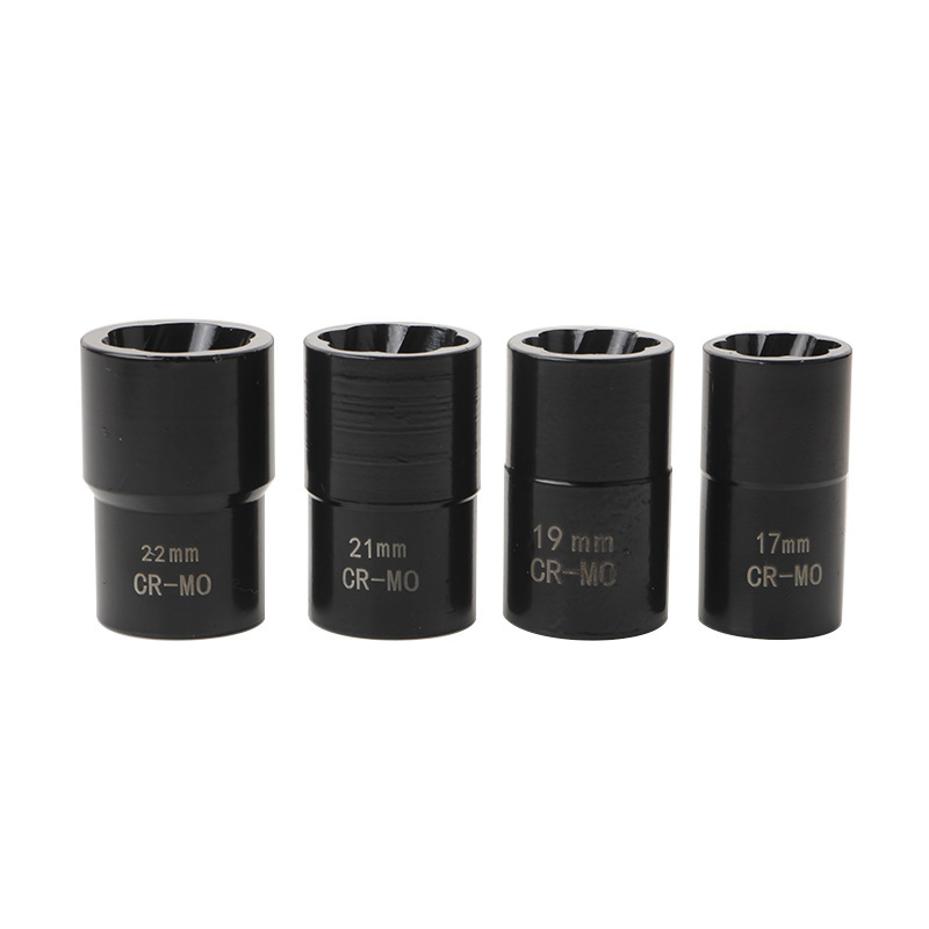 1Set Drive Impact Bolt Nut Removal Extractor Socket Tool Set 17mm 19mm 21mm 22mm Twist Socket Set Lug Nut Remover Extractor Tool