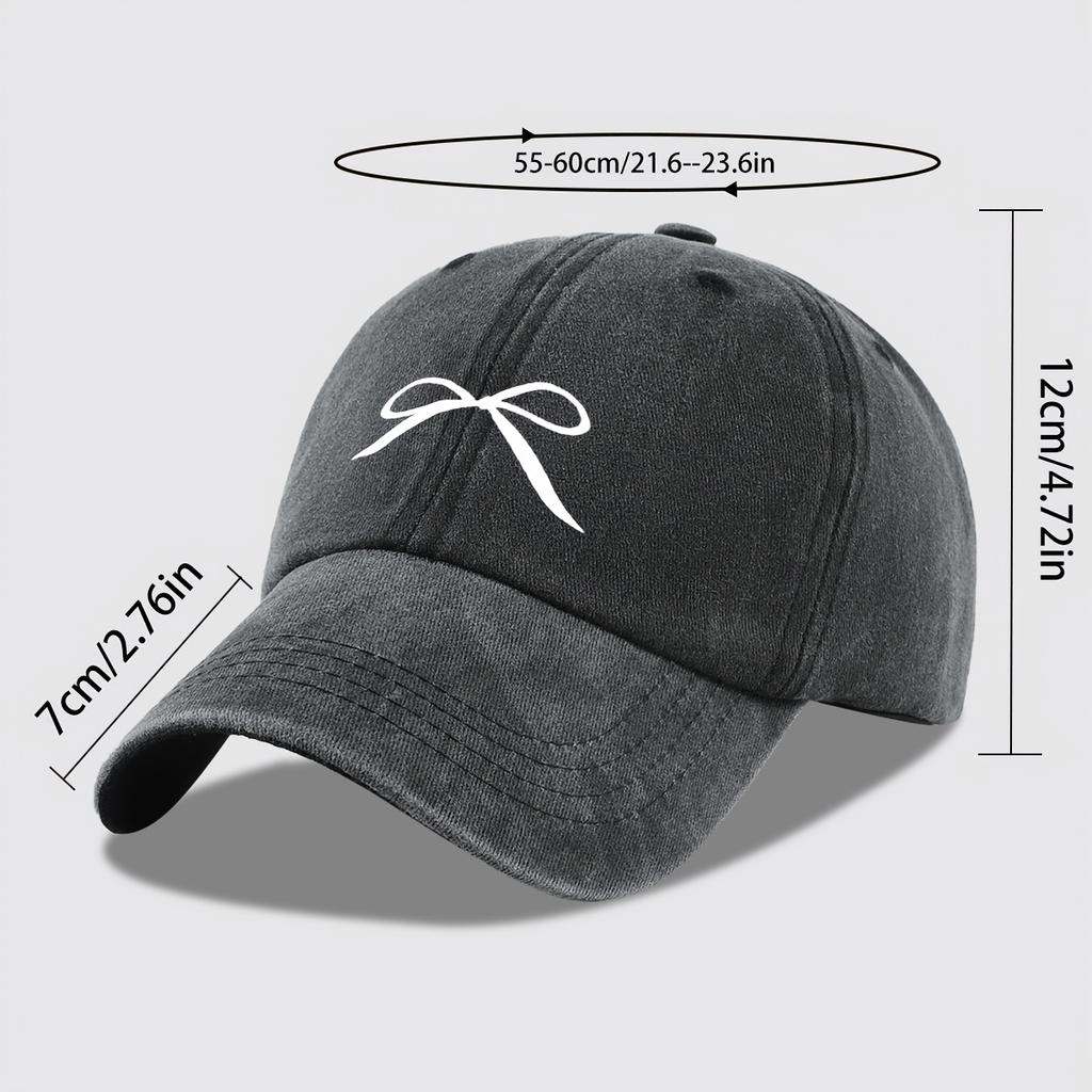 Line Bow Baseball Cap Trendy Fashion Retro Soft Top Hat Adjustable Sun Hat