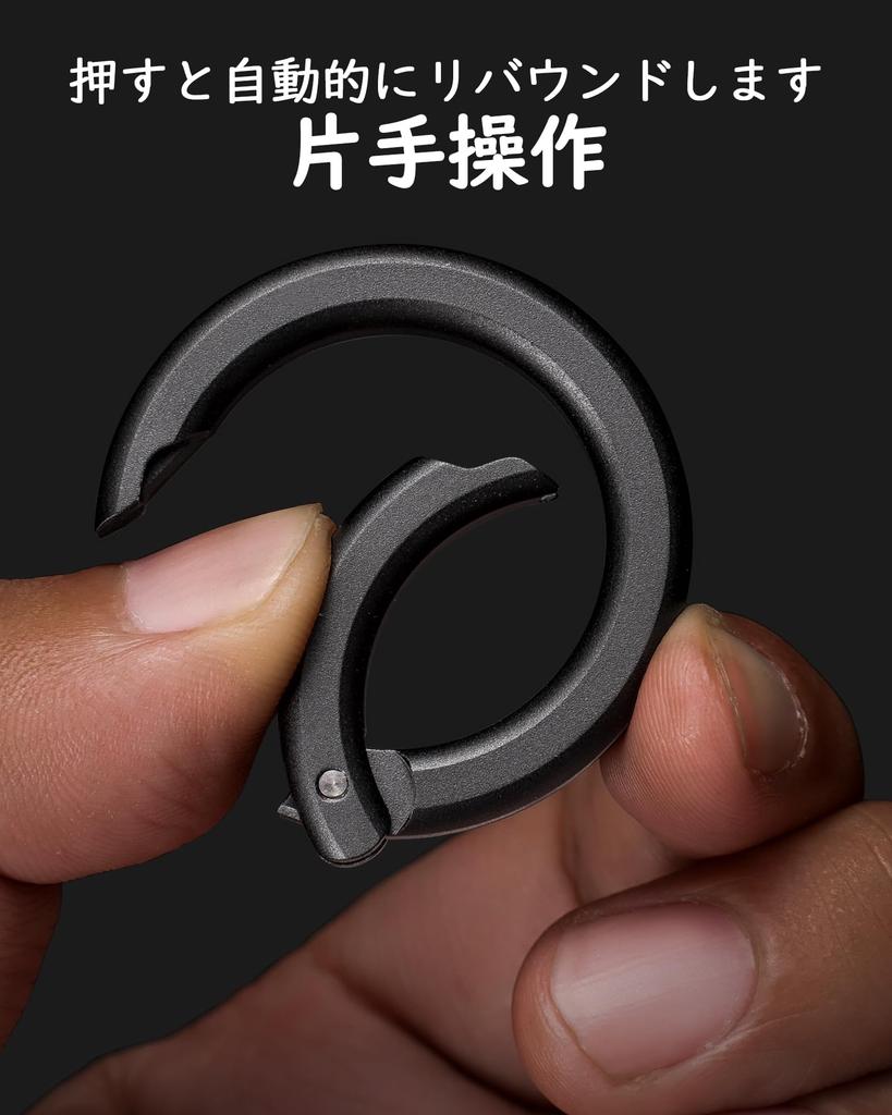 Round Carabiner Stylish Car Key Key Storage Black Round Carabiner 1 Stainless Steel [TISUR] Keychain, Small, Ring, (Aluminum + D-Ring)