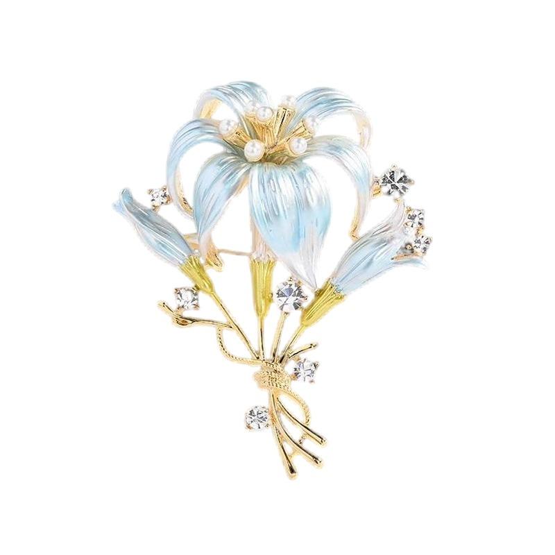 Fashionable Lily Brooch, Women's Niche Design Sense, Enamel Brooch, Elegant Coat Pin