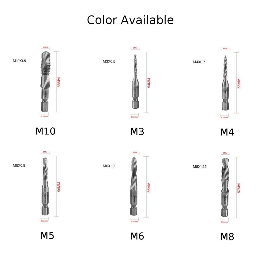 1PC Tap Drill Bit Hex Shank Thread Metric Tap M3-M10 Power Tools Parts For Hand Drill Bench Drill For Hex Chuck Tapping Machine