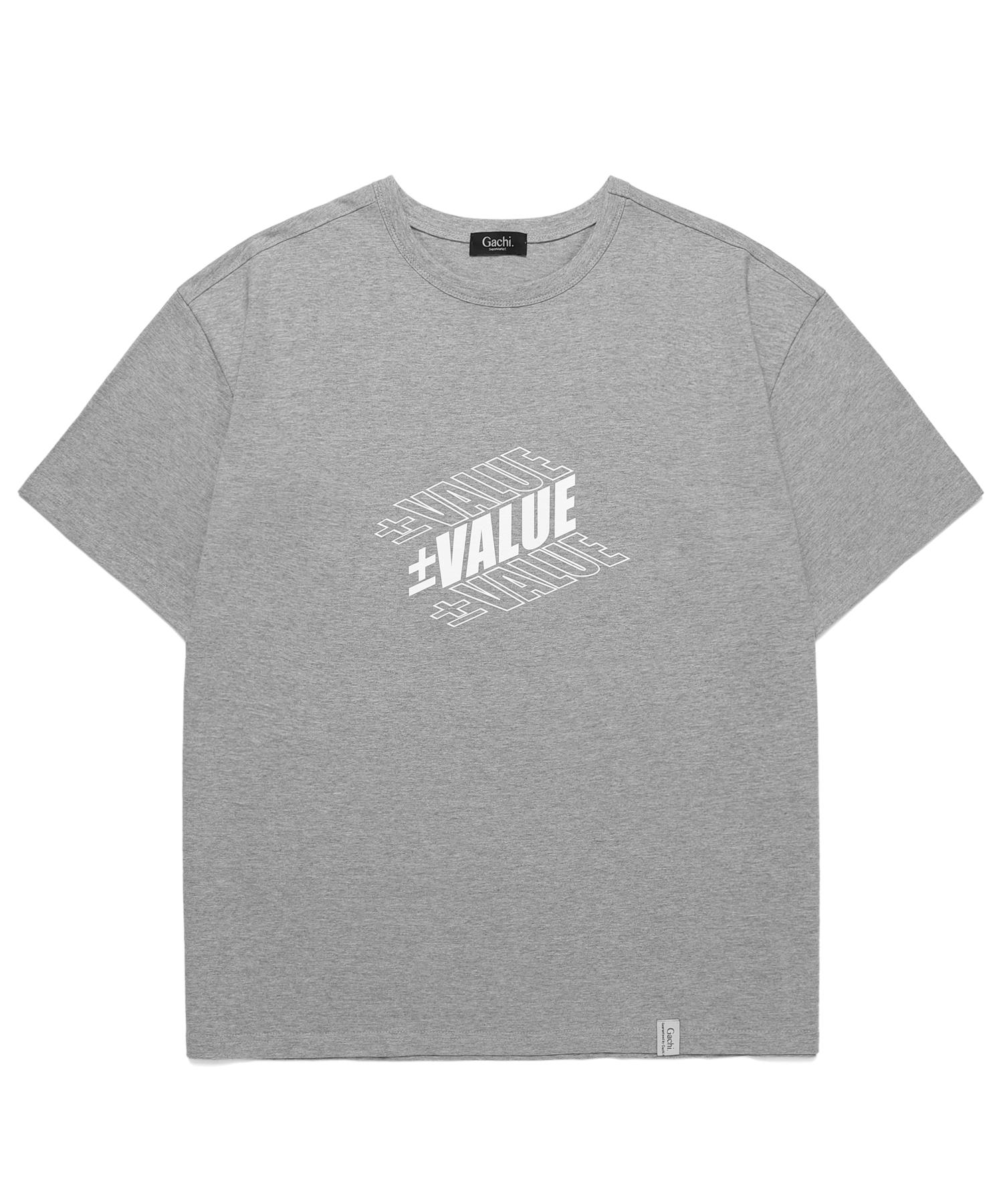 Gachi Loose Fit Value Logo Short Sleeve T-Shirt Gray White L