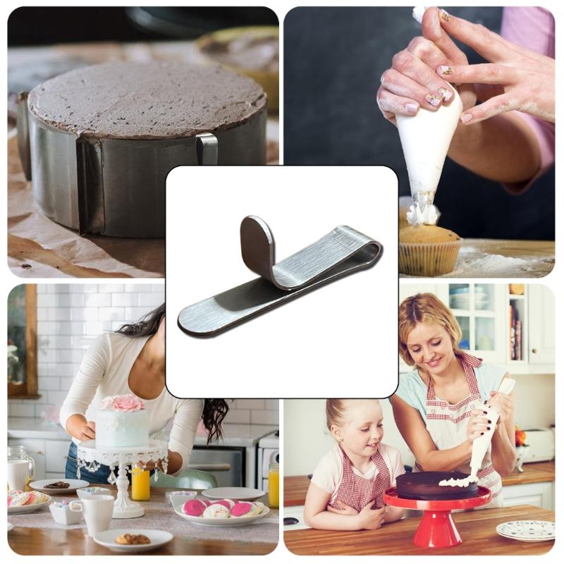 10 stk Rustfritt Stål Kakeringer Fikseringsklips Mousse-ringer Klips Bakeutstyr For Hjemmekjøkken Konditori Varig