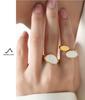 European & American Luxury Titanium Gold-Plated White Mother-of-Pearl Open Ring for Women