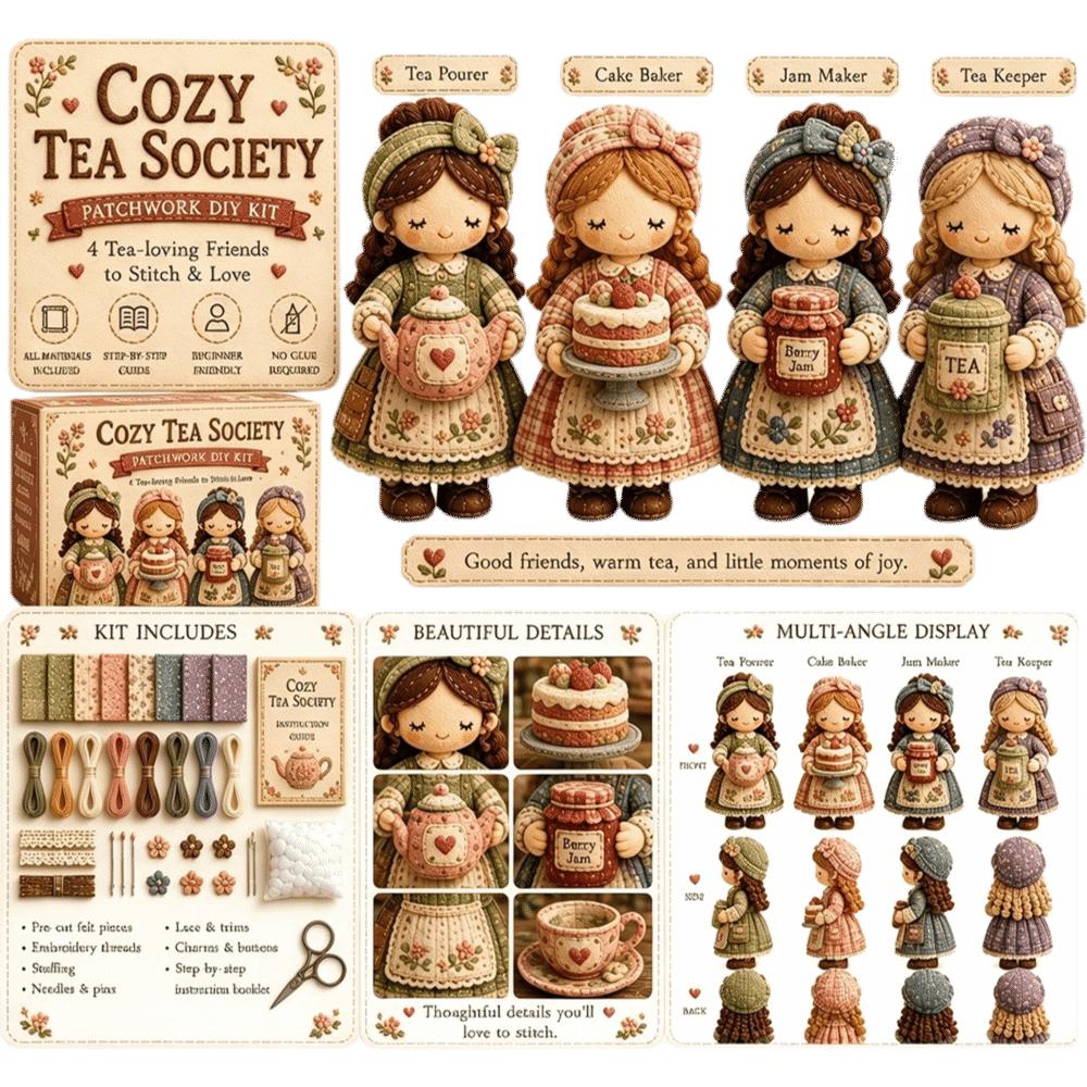Telas Florales Niña Pequeña Patchwork Juguete Creativo Hecho a Mano Decoración Paquete de Materiales Kit de Costura DIY Kit de Figuritas Patchwork