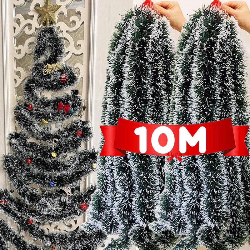 10M Christmas Decorations Green Cane Ribbons Garland DIY Xmas Tree Ornaments Green Cane Ribbon Wreath Hanging Pendent Home Decor