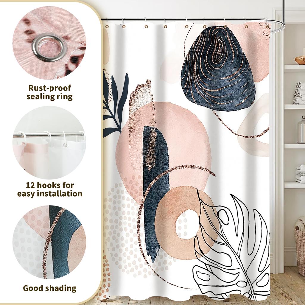 Shower Curtain Set Mid Century Curtains Bathroom Set Non-Slip Bohemian Style Set Decor Floor Rug Bath Mats Toilet Lid Cover