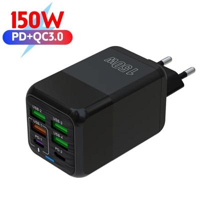 150W USB C Ladegerät 6 Ports PD QC 3.0 Super Schnelllade USB Ladegerät Typ C Handy Ladegerät Adapter für iPhone Xiaomi Samsung Huawei