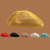 Wzcx  New Korean Version Hollow Solid Color Breathable Beret Casual Tide Summer Adjustable Women'S Hat Adult Cap