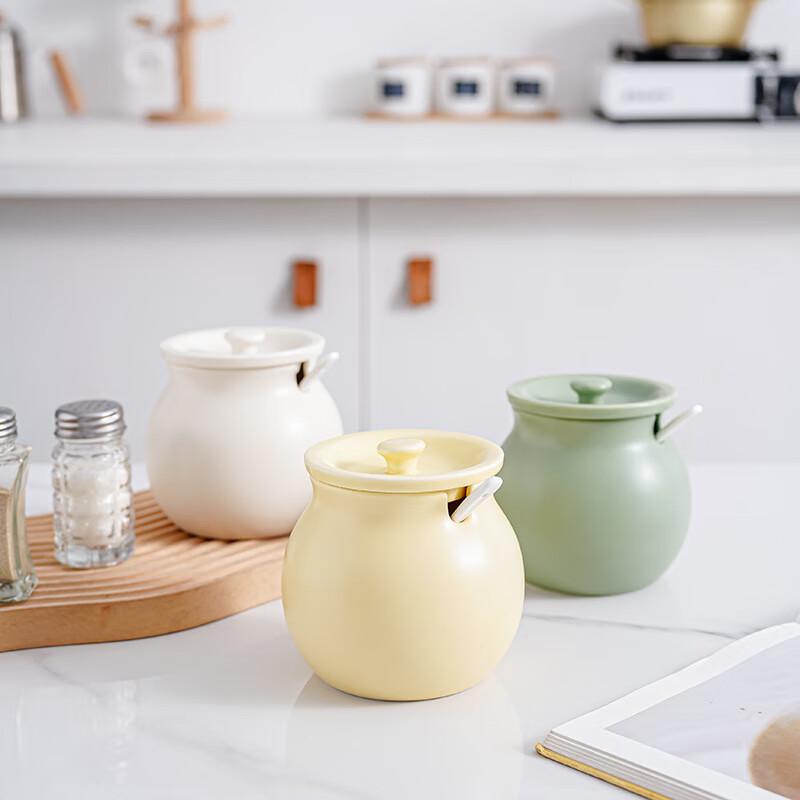 Ceramic Multi-Purpose Condiment Jar with Spoon 400ml