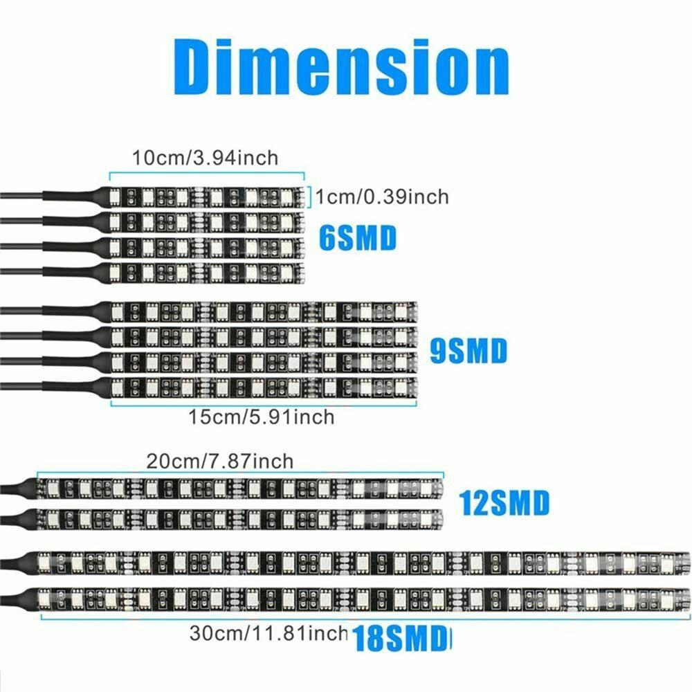 12X Rgb Neon Led Strip Kit For Motorcycles And Scooters With Bottom Light, Dc12V, Universal
