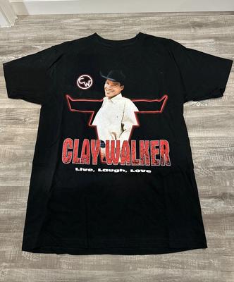 VTG Clay Walker Live Love Laugh 2000 Tour Cotton Black T Shirt S-5XL AG224
