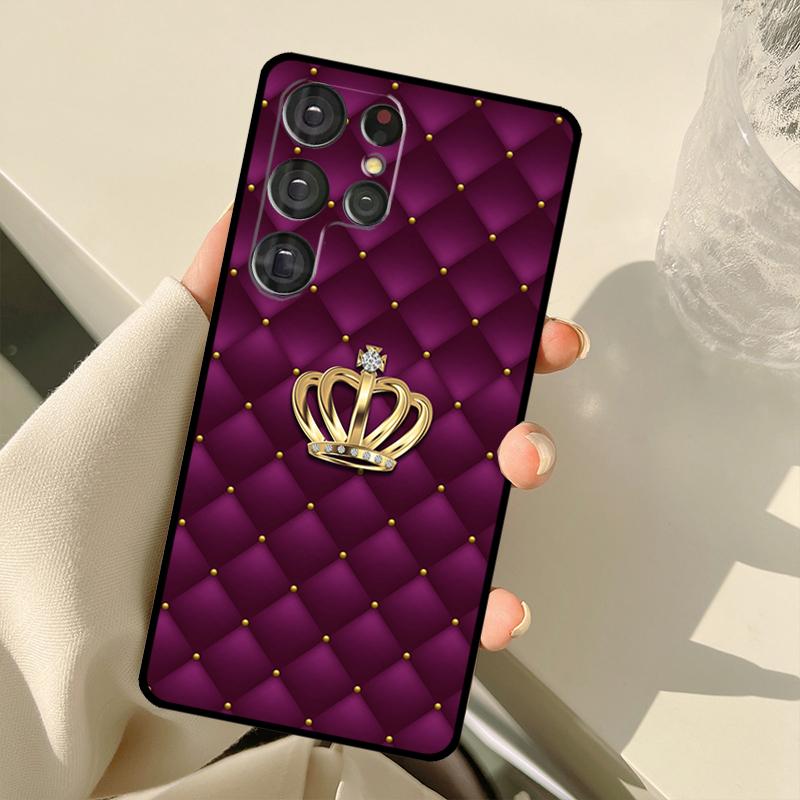 

Quilted Texture Sofa Pattern Crown Case For Samsung Galaxy S22 Ultra S21 S20 S24 S25 Ultra S9 S10 Plus S23 FE S25 FE Back Cover Galaxy S21 Plus