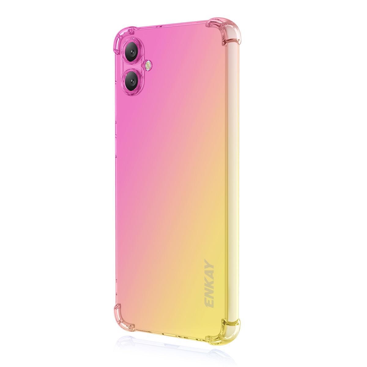 

For Samsung Galaxy A07 TPU Case ENKAY Thickened Four Corner Drop-proof Phone Back Cover Pink/Gold