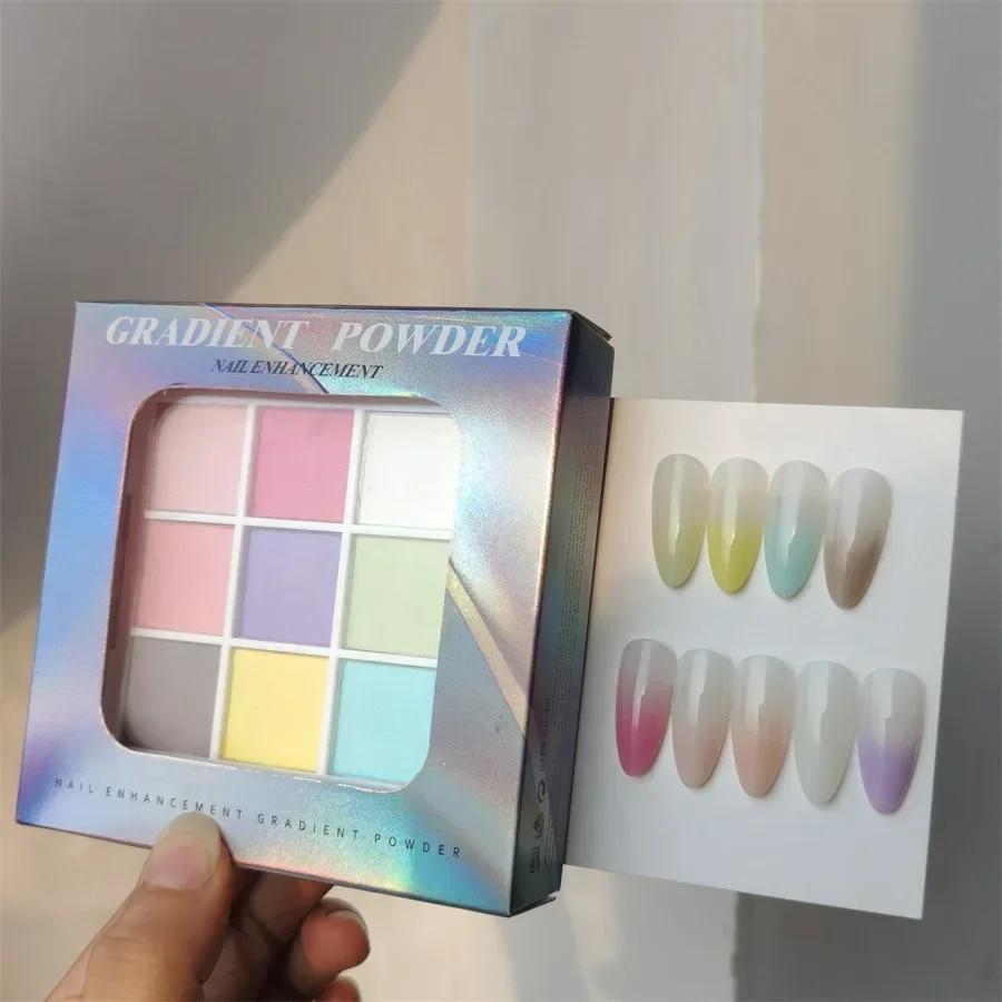 9 barev Jednobarevné pudry na nehty UV lesk Dekorace Třpyt jemné třpytky Gradient Manikúra Polish Decor Powder