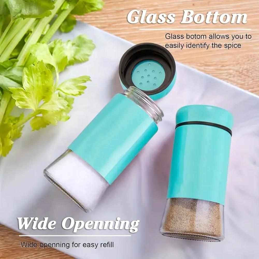 Salt- och pepparströare Set Återanvändbar Multifunktionell Salt Kryddburk Glasbotten Dammtät Förseglad Kryddflaska för Kök