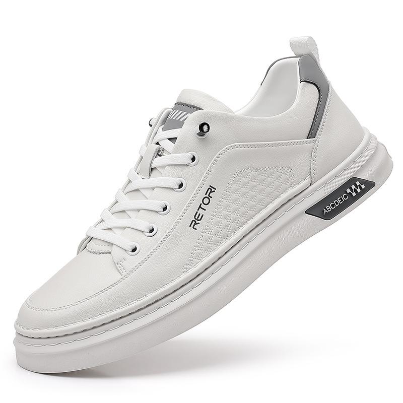 

2024 Мужская обувь из натуральной кожи, повседневная обувь, модные белые туфли для скейтбординга на плоской подошве, молодежные кроссовки без застежек 44 слоновая кость