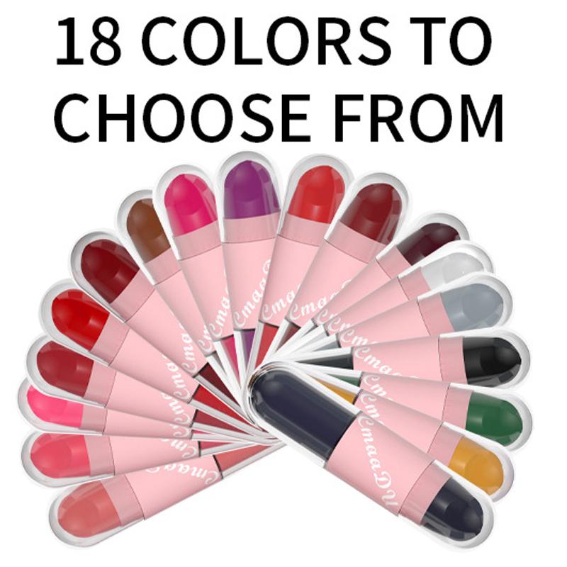 18 Colors 2 In 1 Matte Lipstick Liquid Purple Lip Glaze Double Head Lip Makeup Lasting Waterproof Velvet Sexy Dark Red Lipsticks