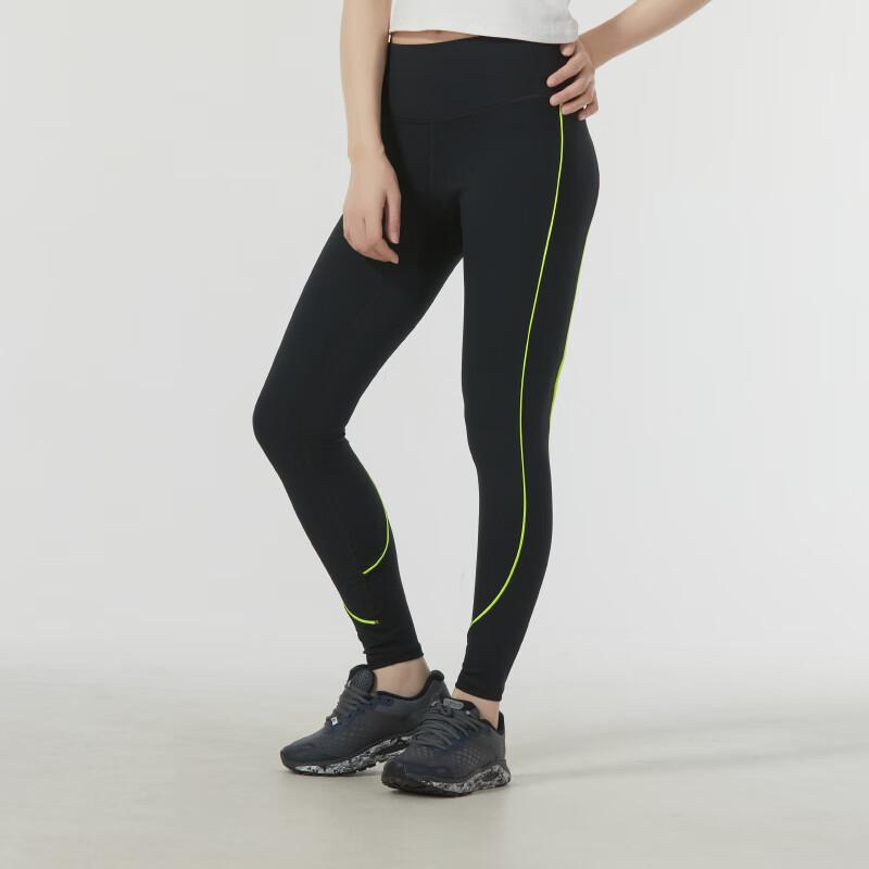 Under Armour Color Block Yoga Training Slim Fit Mid-Rise Sports Leggings Women Bottoms Black 1368358-001