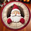 Tapis de Noël 3D 39 pouces Rond Père Noël Lavable Tapis de Porte Illusion d'Optique Tapis de Zone pour Intérieur Salle de Bain Entrée Maison