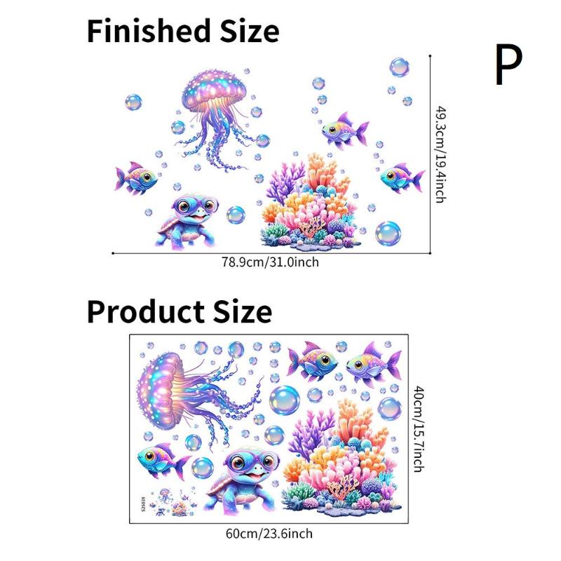 6Pcs/Set Bathtub Decoration Anti-Slip Bathtub Stickers Cartoon Coral Crab Small Fish Pattern Stickers Bathroom Pvc Frosted Batht