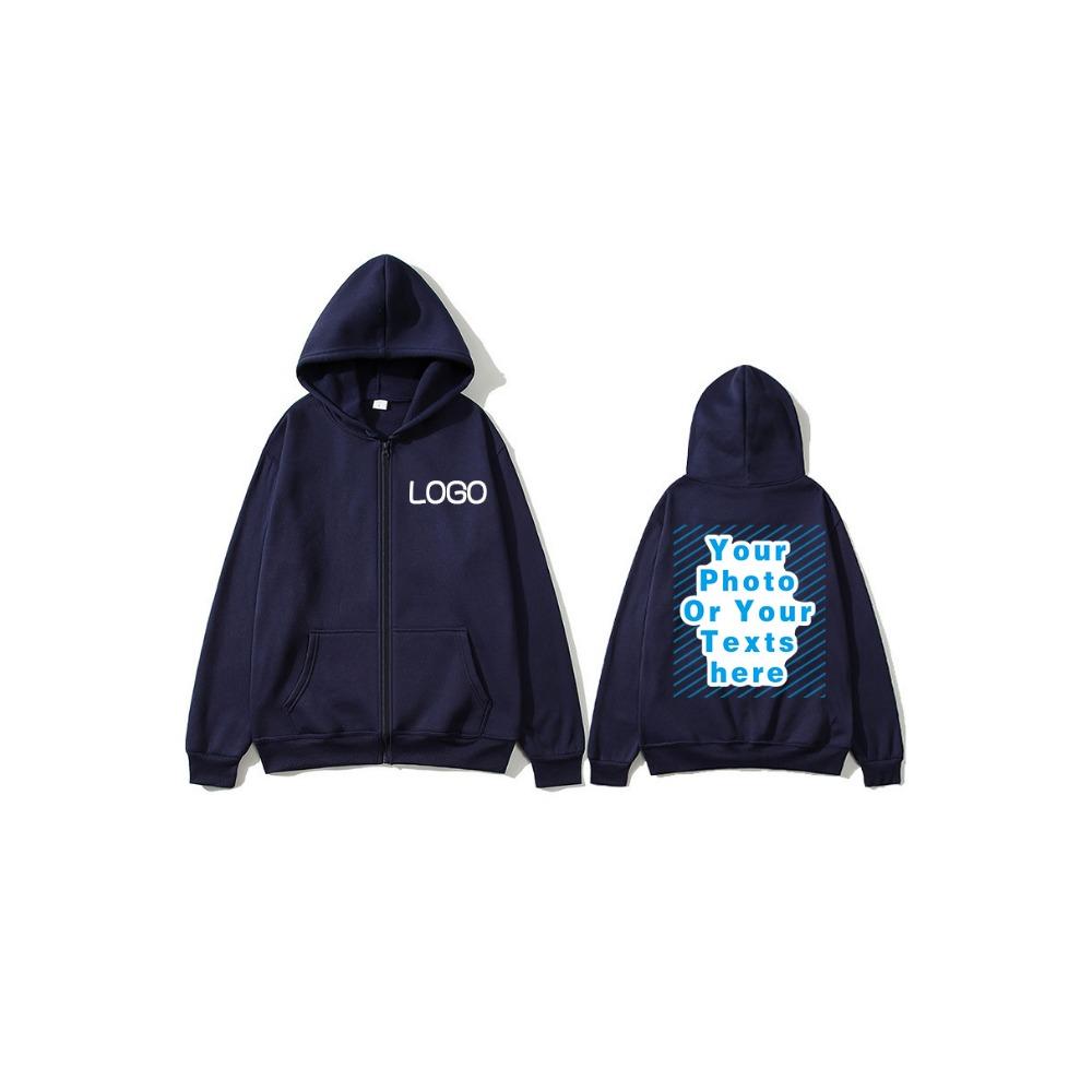 Zipper Hooded DIY12 Cardigan Sweatshirt Jacket Anytime Anywhere Design Brand Logo Custom Image Replication