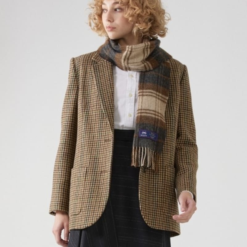 ABRAHAM MOON Merino Wool Muffler 25cm - Brigade Natural