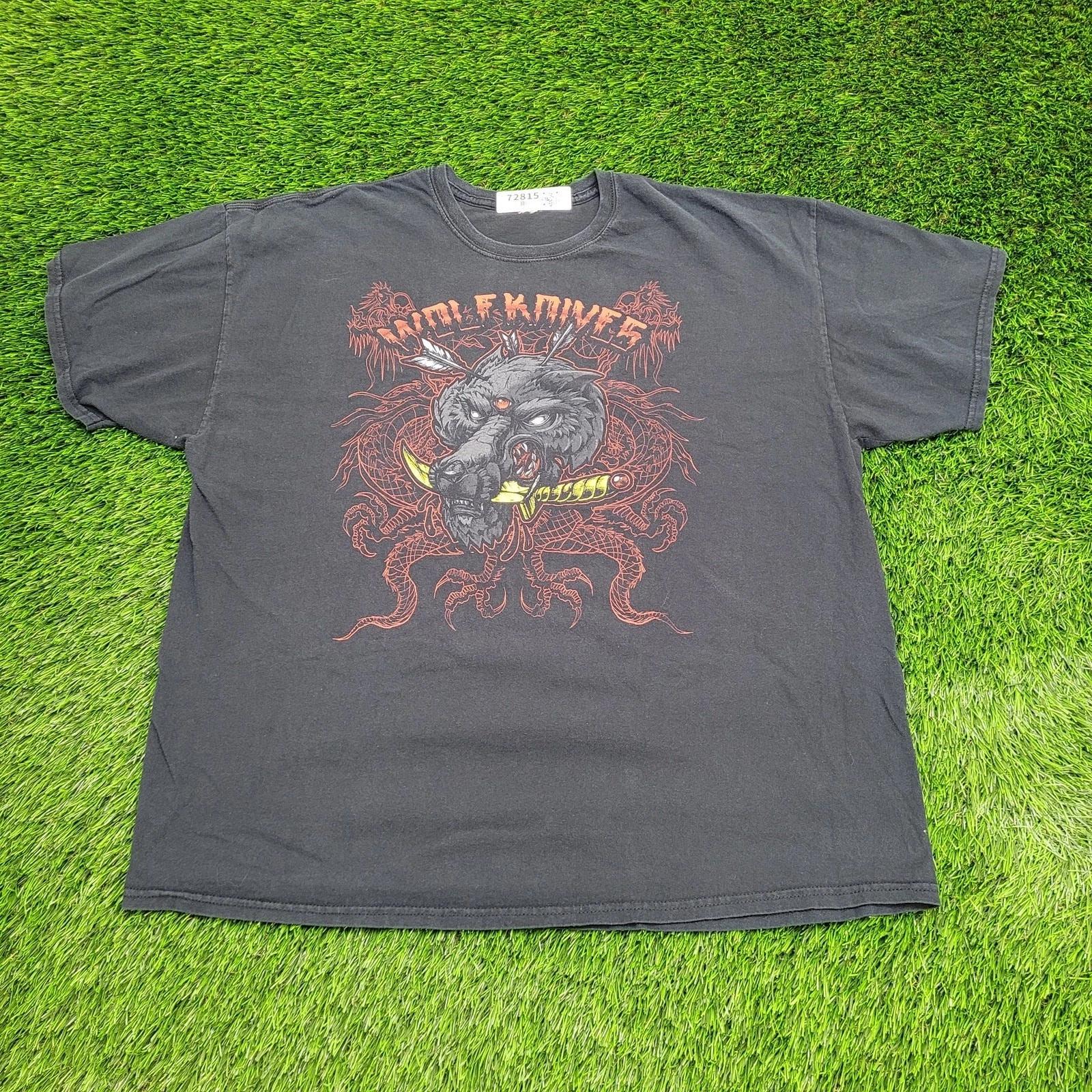 Винтажная футболка с волком XL 24x28 Y2K XL