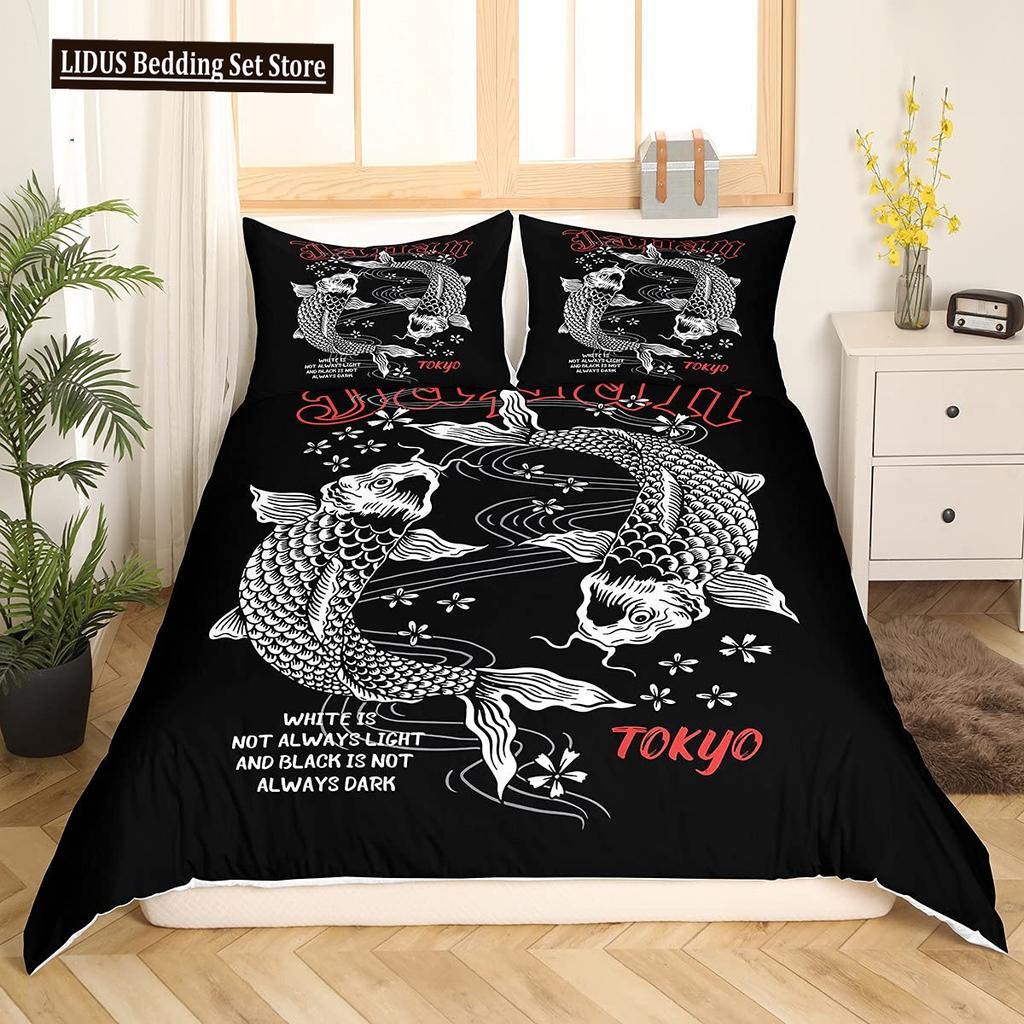 Pike Fish Bedding Striped Bass Big Pattern Hunting And Fishing Themed Duvet Cover For Kids Boys BedRoom Decorations For Teens