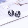 Round Circle Double Circle Silver Color Punk Jewelry Men Hoop Earrings Stud Earrings Ear Studs
