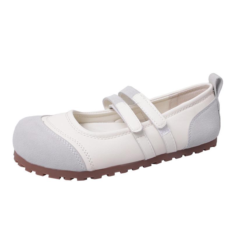 French Retro White Ballet Flat Mary Jane Single Shoes Women's 2025 New Spring and Autumn One-pedal Soft-soled Beanie Shoes