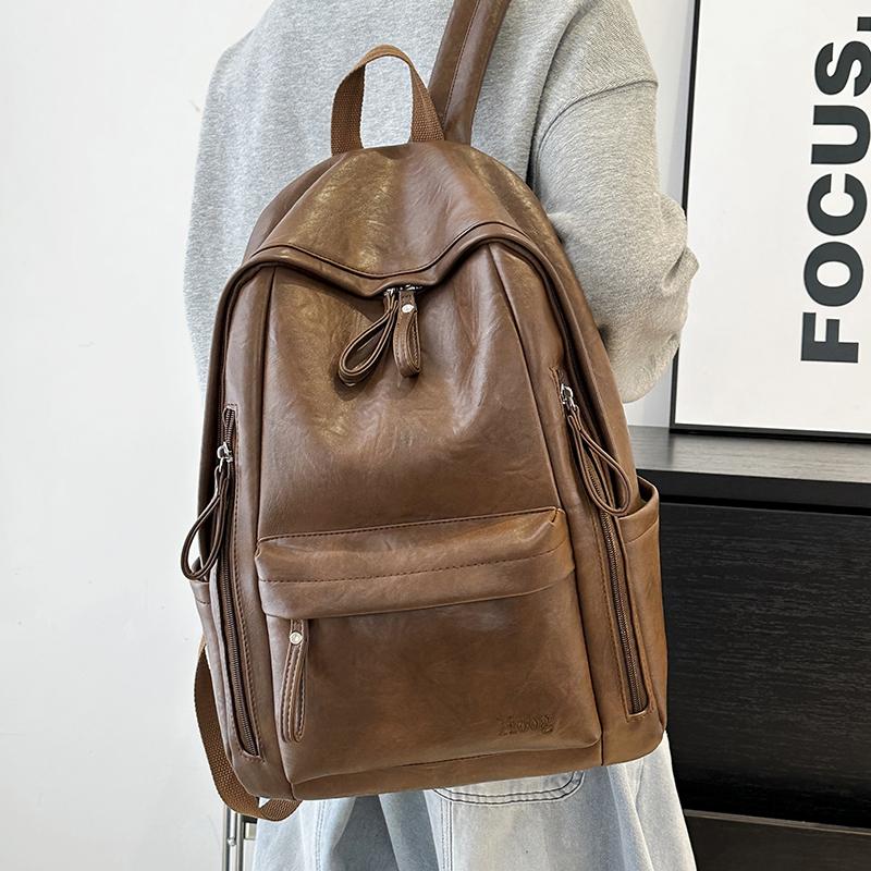 Modny Plecak ze Skóry PU Minimalistyczny Styl Casualowy Plecak dla Kobiet Lekki z Idealny do Codziennej Pracy Szkoły i Streetwear Bez Wisiorka
