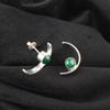 Heart Chakra Malachite Gemstone 925 Sterling Silver Stud Post Earrings Jewelry EE-145-20