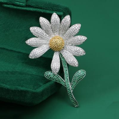 Diamond-encrusted Sunflower Brooch for Women High-end Daisy Brooch Exuding A Sense of Elegance and Sophistication