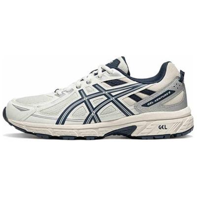 Gel Venture 6 Slip Resistant And Breathable Low Top Trail Running City Commute Running Shoes Men's White Blue Sneakers 1011B550-107