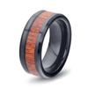Elegant European & American 8MM Stainless Steel Pinky Ring with Black Wood Grain