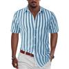 Men's Striped Outdoor Beach Short-sleeved Casual Shirt Half-sleeved Men's Shirt