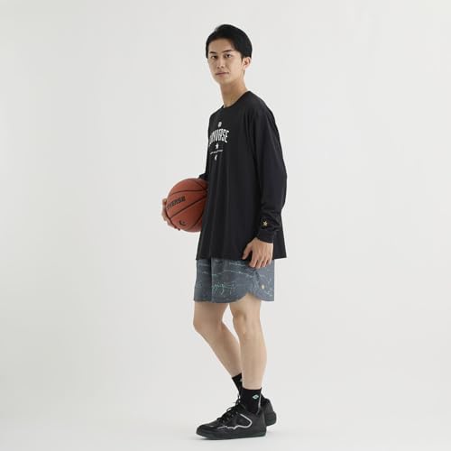 Converse Gold Series Printed Basketball Long Sleeve Shirt, Moisture-Wicking, Quick-Drying, Unisex, Black, Size L (CBG252354L)