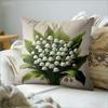 Elegante Funda de Almohada de Lirio del Valle Estampado Floral Botánico Blanco Vintage Funda de Cojín Para Sofá Cama Diván Decoración del Hogar Boho
