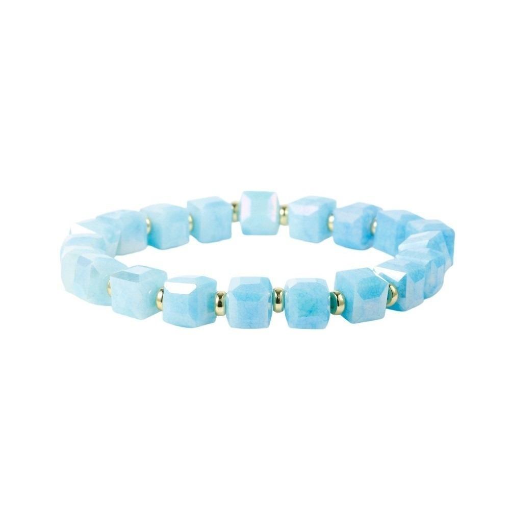 Elegant Small Sugar Cubes Bracelets Glossy Colorful Hand Chains Simple Crystal Glass Chain  Girls