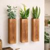 Wall-mounted Wood Wall Planter Handmade Hanging Flower Vase Modern Flower Holder  Living Room