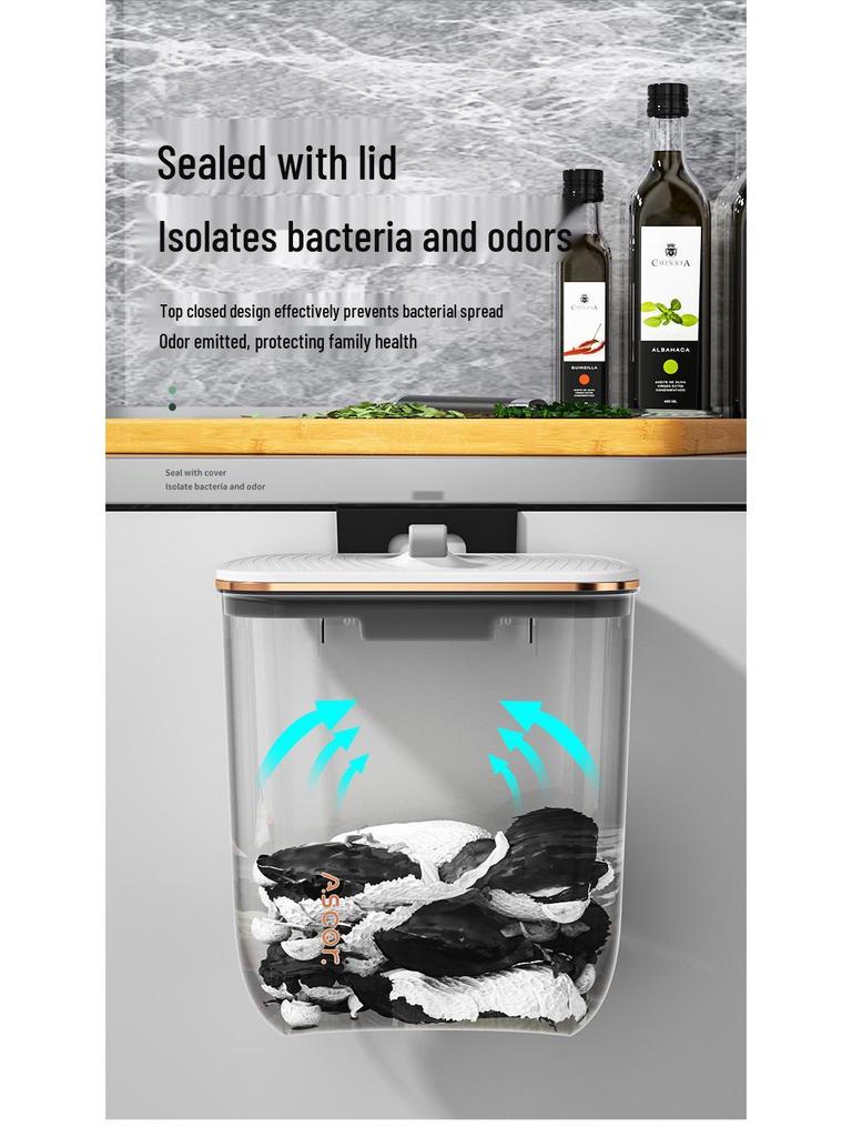 Duży kosz na śmieci wiszący na ścianie z pokrywką do łazienki, kuchni, sypialni i salonu