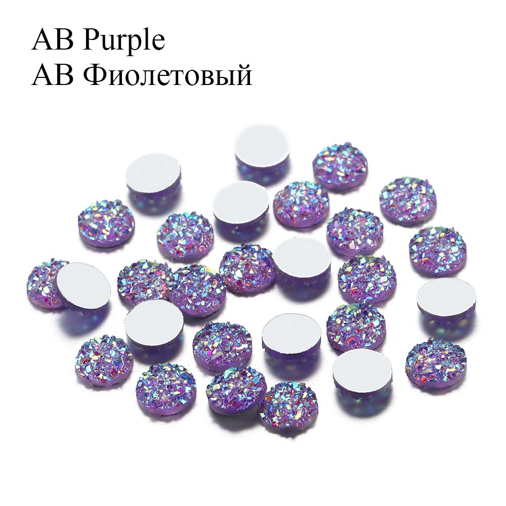 50Pcs/Lot 8mm Mix Colors Natural Ore Style Cabochons Convex Flat Back Resin Half Round Cabochons For DIY Jewelry Making Supplies